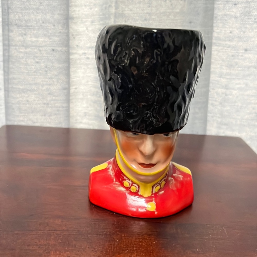 Antique Czech Pottery Figural Pitcher British Beefeater Czechoslovakia